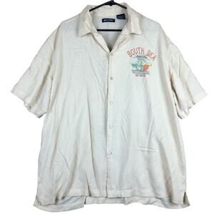 Puritan Mens Shirt Yellow South Sea Tiki Lounge Vacation Dadcore Leisure XL